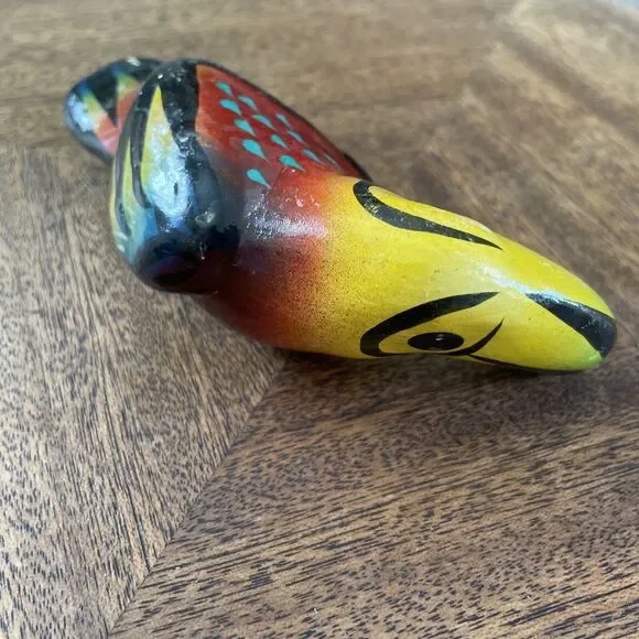 Vtg Hand Painted Folk Art Ceramic Bird Toucan 5” Colorful Mexican READ No Hanger - Picture 4 of 11